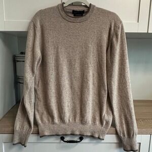 Maglificio Bartolini Sweater Mens Large Tan Merino Wool Cashmere Italy Luxury